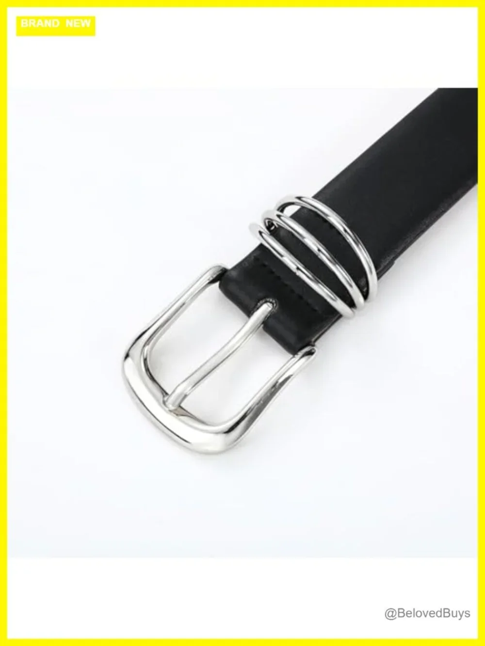 Women's Faux Leather Belt with Metal Silver Buckle Fashion Waist Belt